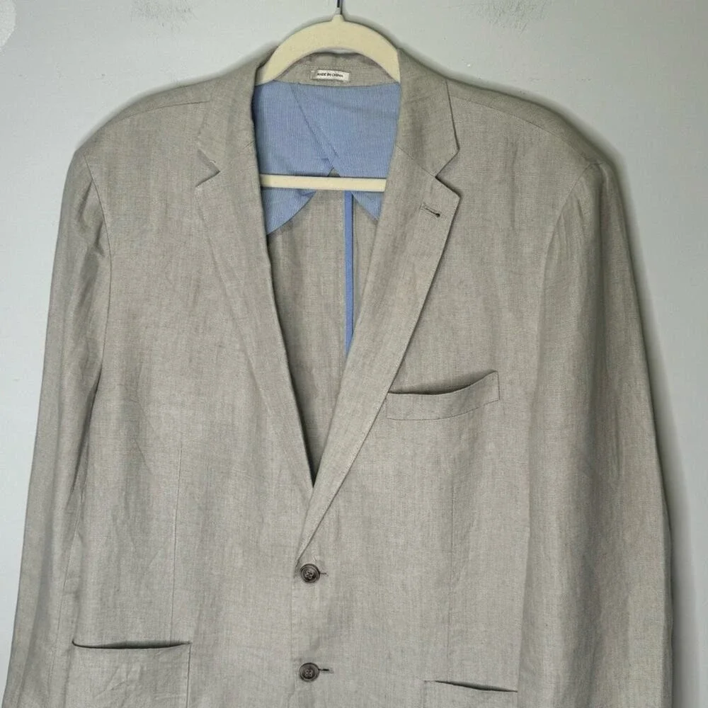 Peter Millar 100% Linen Summer Two Button Blazer‎ Suit Jacket Beige XL